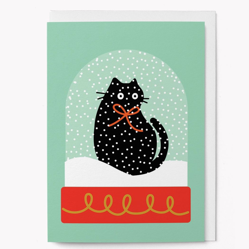 Snow Globe Cat Graphic Card