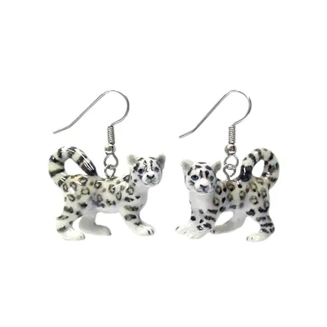 Snow Leopard Porcelain Earrings, The Cat Gallery