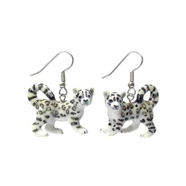 Snow Leopard Porcelain Earrings, The Cat Gallery