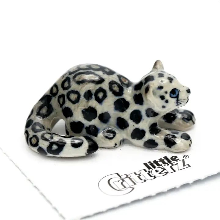 King Snow Leopard Cub Porcelain Miniature