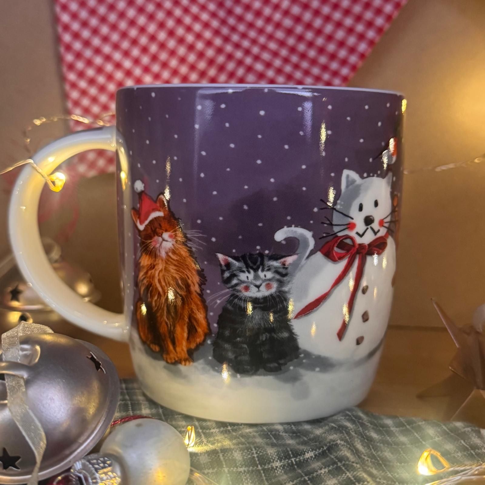 Cats & Snowman Festive Mug