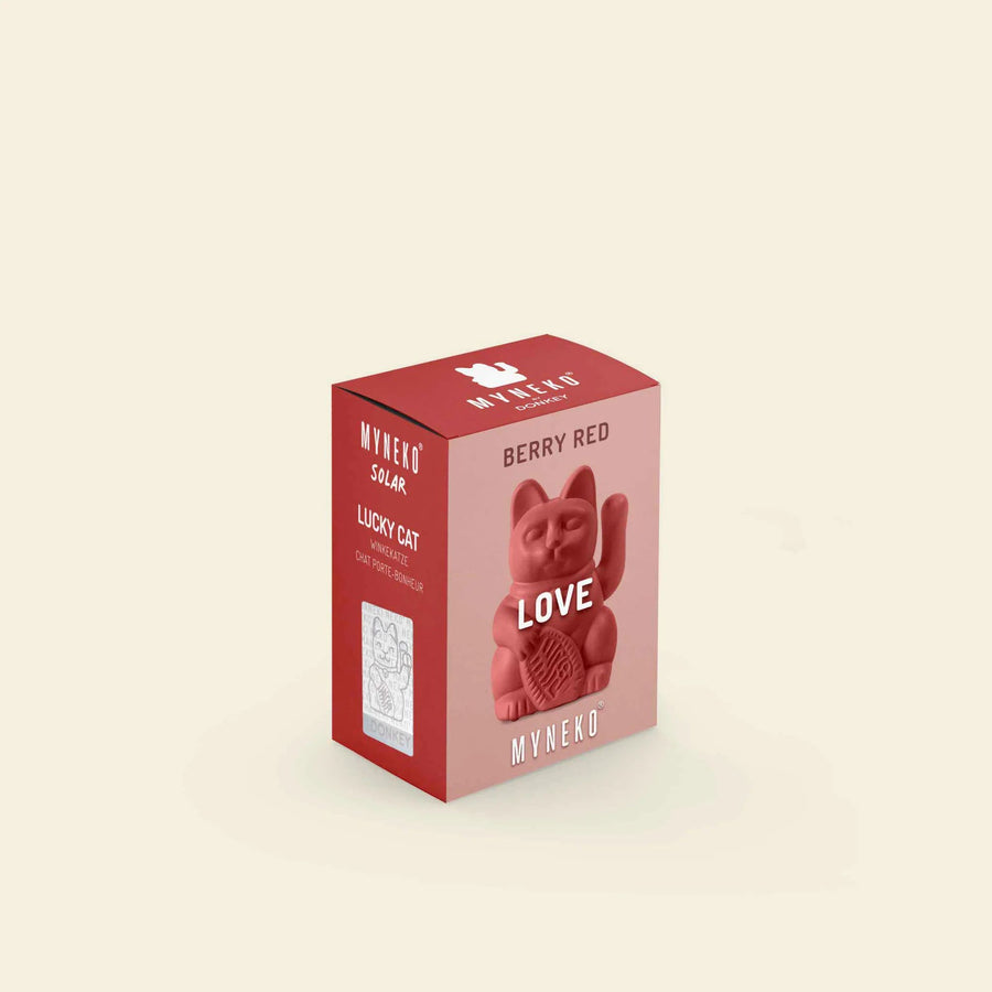 Maneki Neko Solar Cat by Donkey BERRY RED