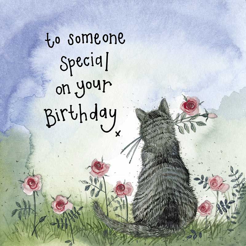 Sunshine Cat & Flowers Birthday Card by Alex Clark