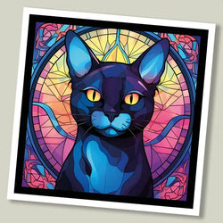 Bombay Cat Stained Glass Greetings Card