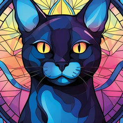 Bombay Cat Stained Glass Greetings Card