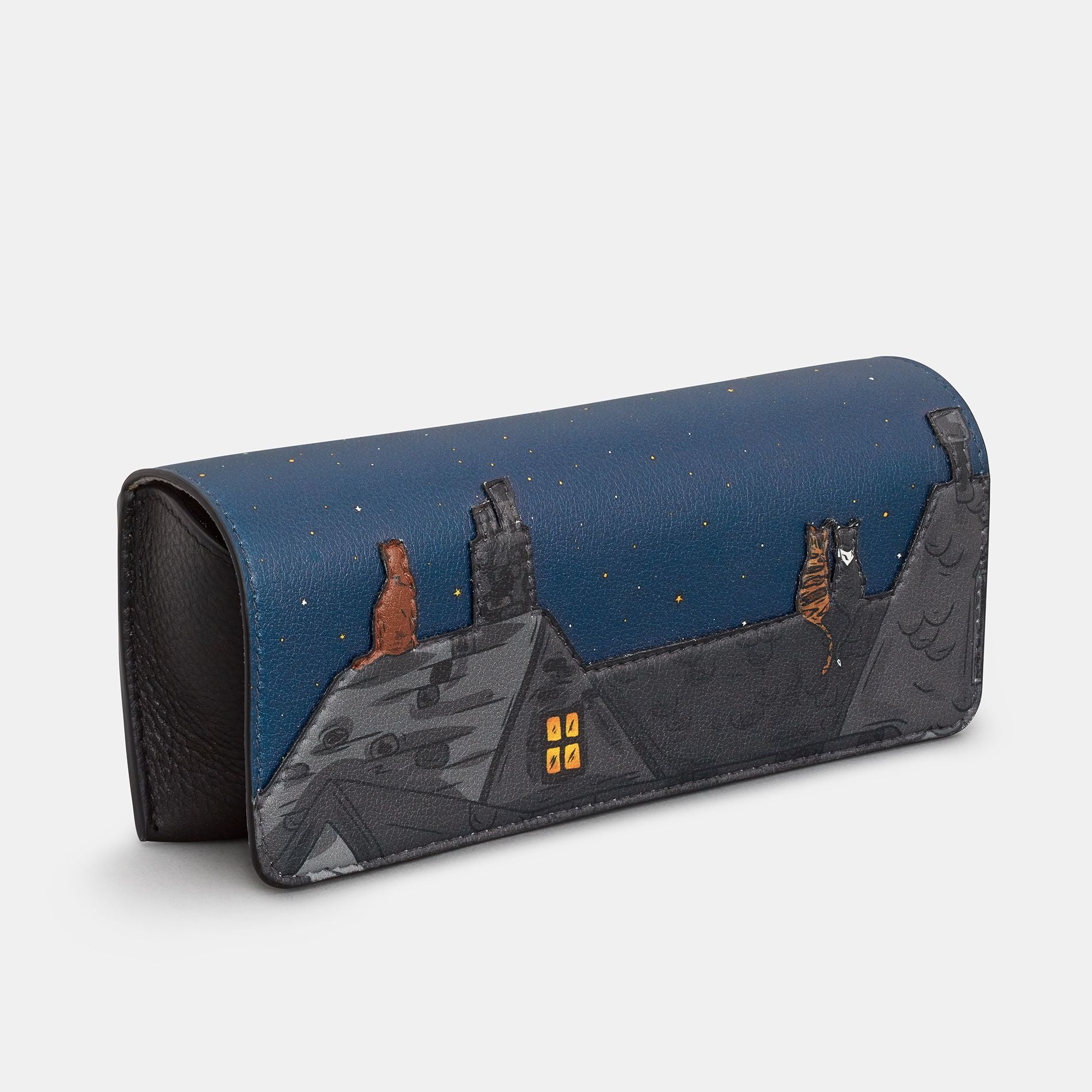 Stargazing Cats Leather Glasses Case