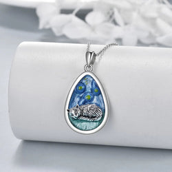 Starry Night Silver Cat Pendant