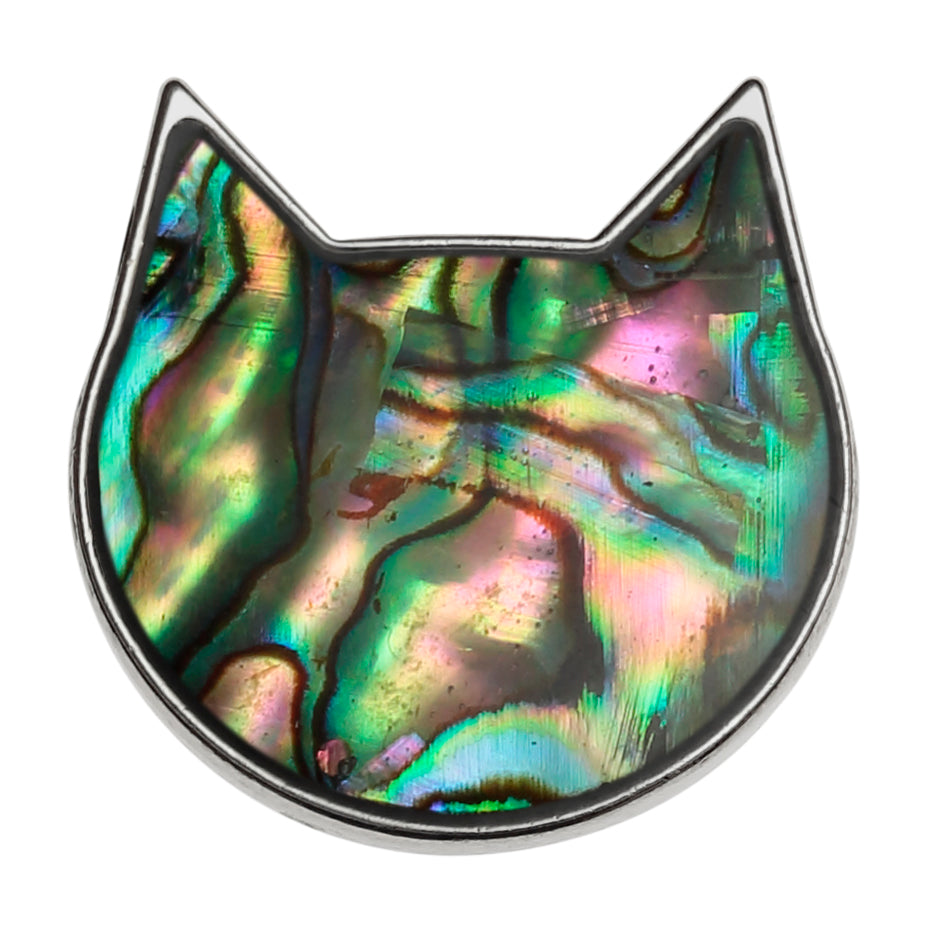 Paua Shell Cat Face Pin