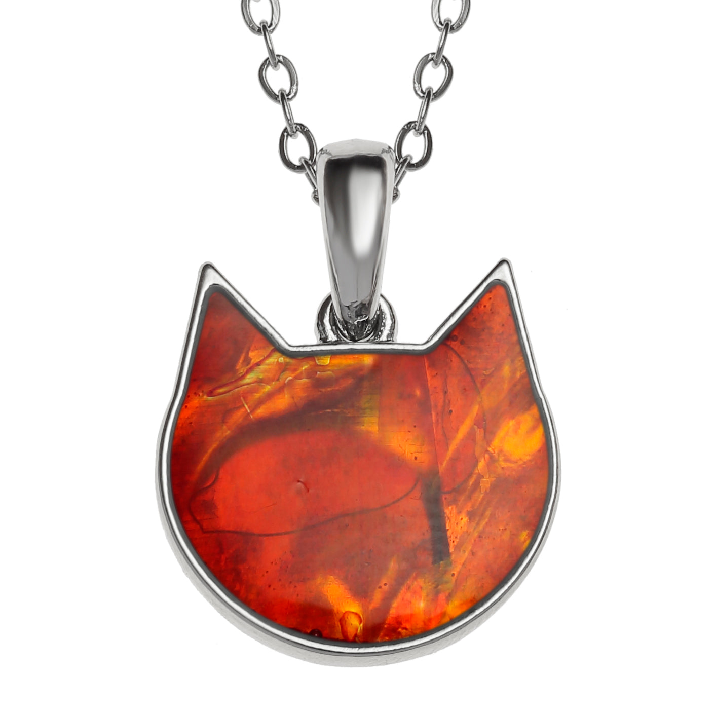 Amber Shell Cat Face Pendant