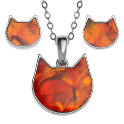 Amber Shell Cat Face Jewellery Set