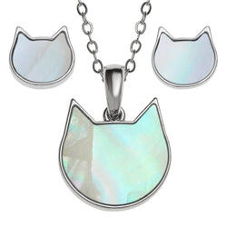 Mother of Pearl Cat Face Jewellery Set