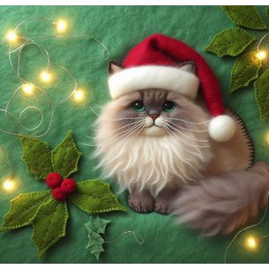 Felt Ragdoll Cat Christmas Card