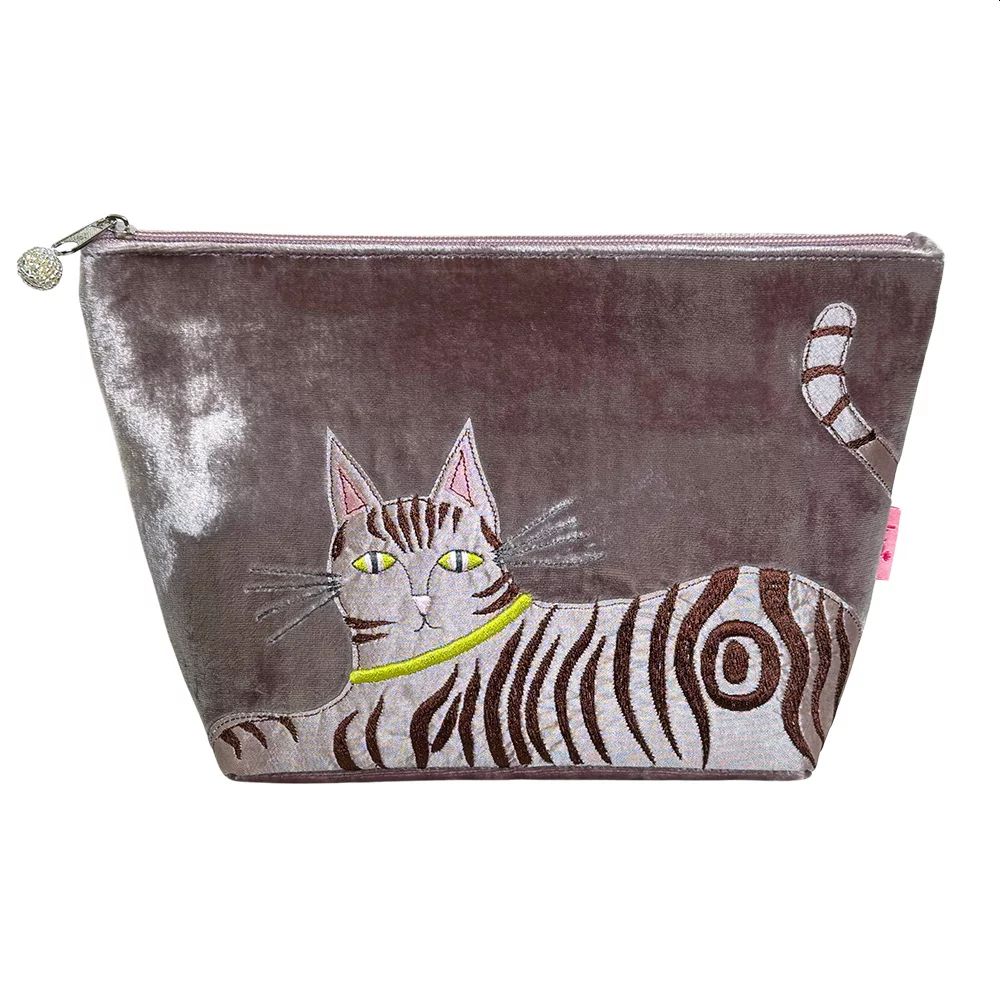 Tabby Cat Velvet Cosmetics Purse