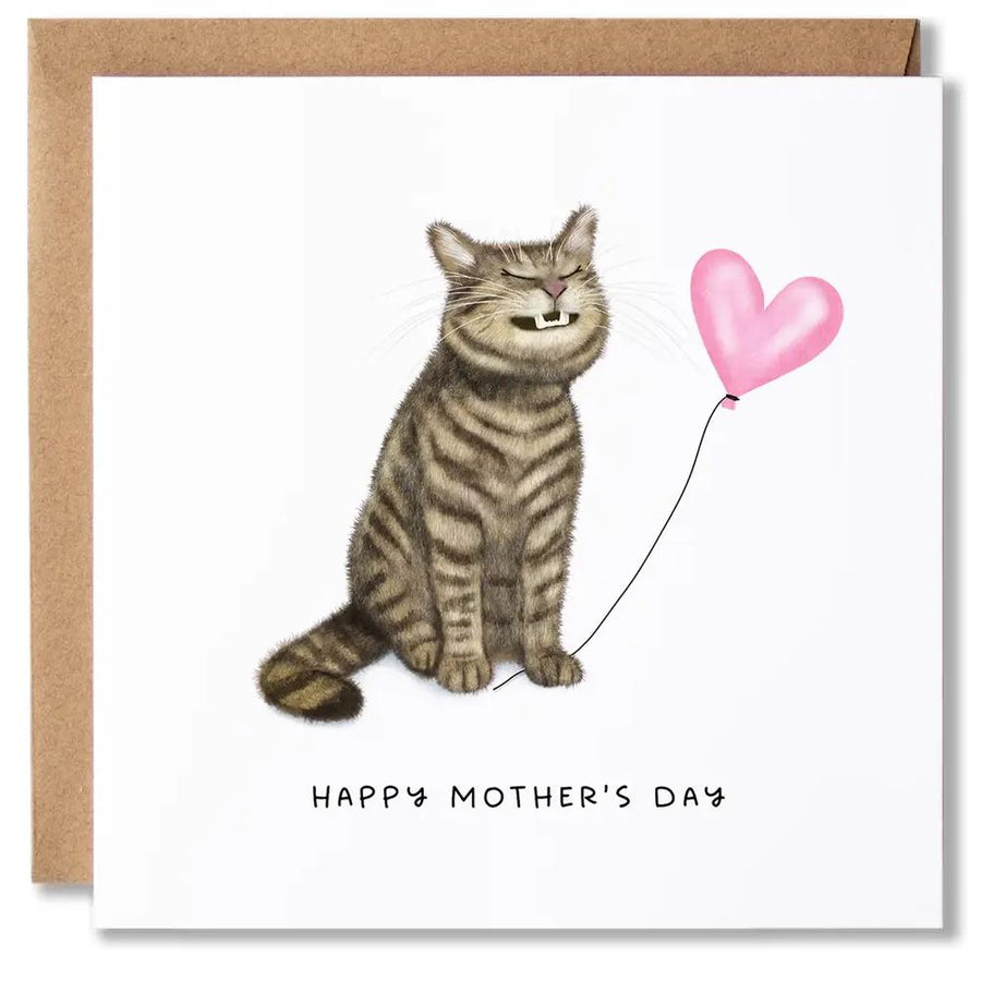 Tabby Cat Love Balloon Mothers Day Card