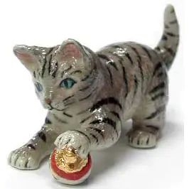 Playing Tabby Kitten Porcelain Miniature, The Cat Gallery