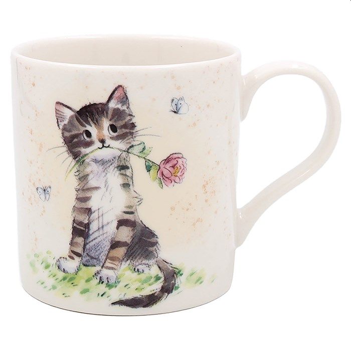 Tabby Cat & Rose Mug