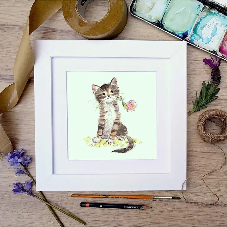 Tabby Rose Cat Framed Print