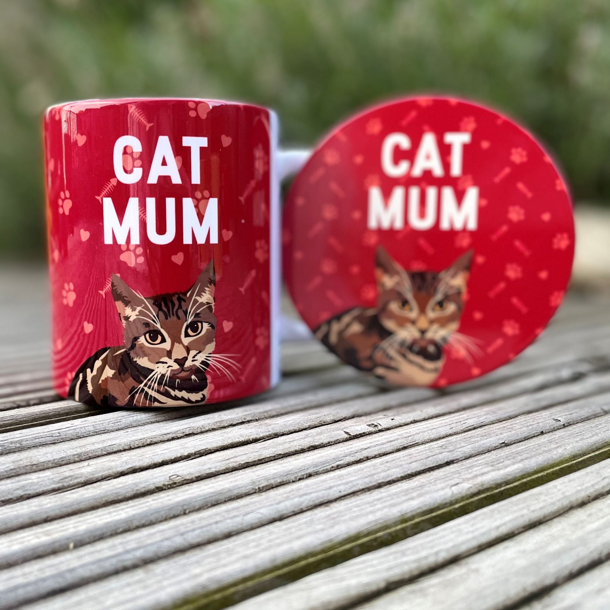 Cat Mum Mug & Coaster, Tabby Cat
