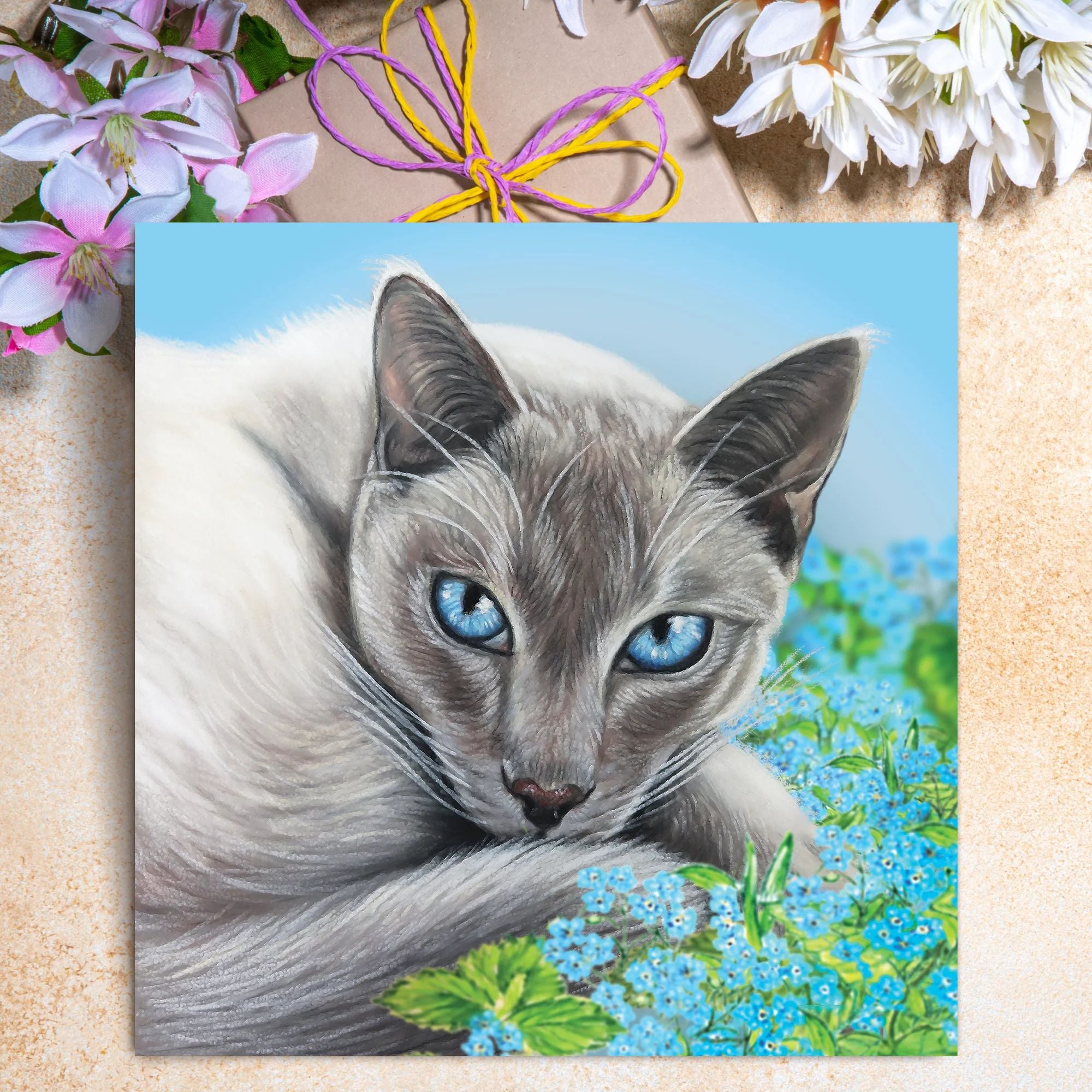 Thai Cat Art Greetings Card