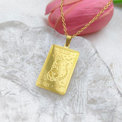 Gold Cat Tarot Pendant