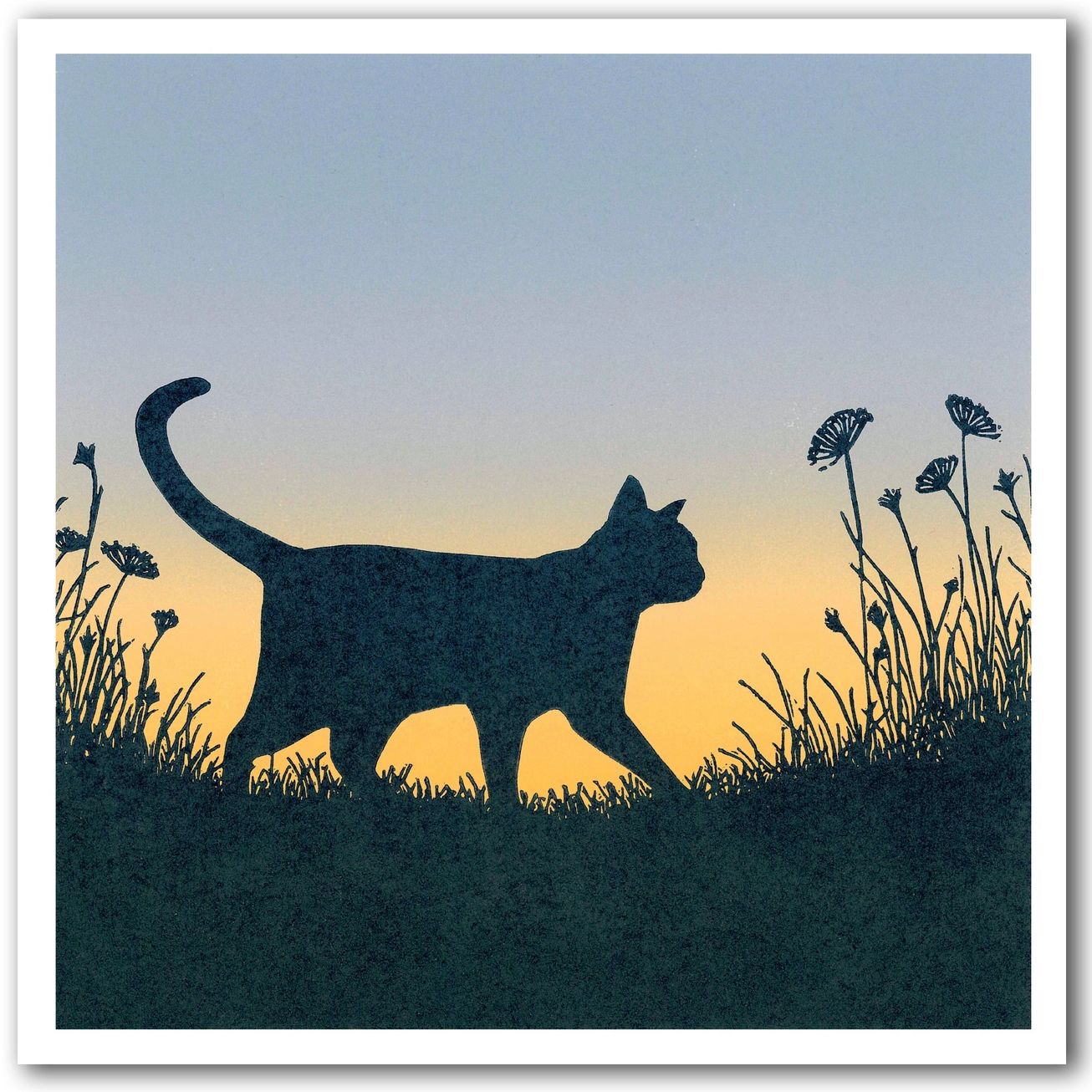 Prowl Linocut Greetings Card