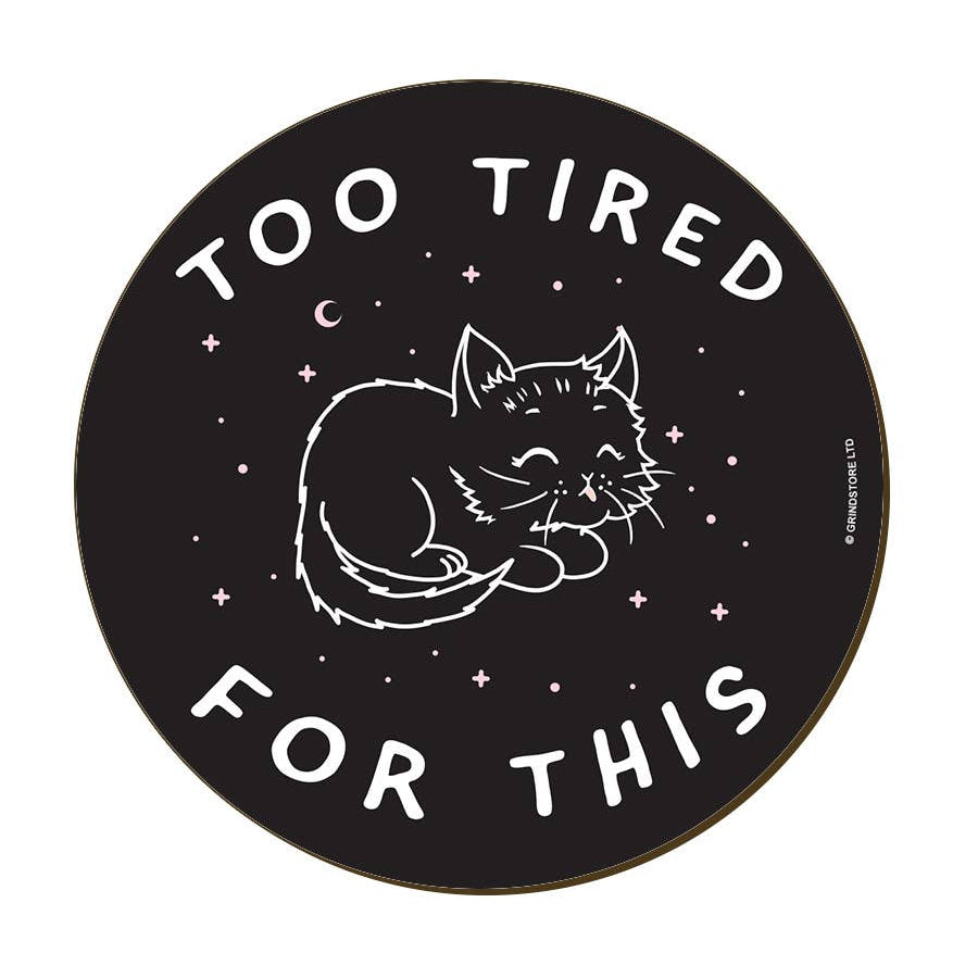 Little Shadow Tired Cat Circular Coaster