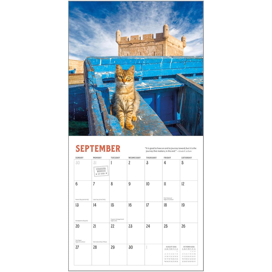 Travel Cats 2026 Wall Calendar