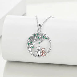 Tree of Life Silver Cat Pendant