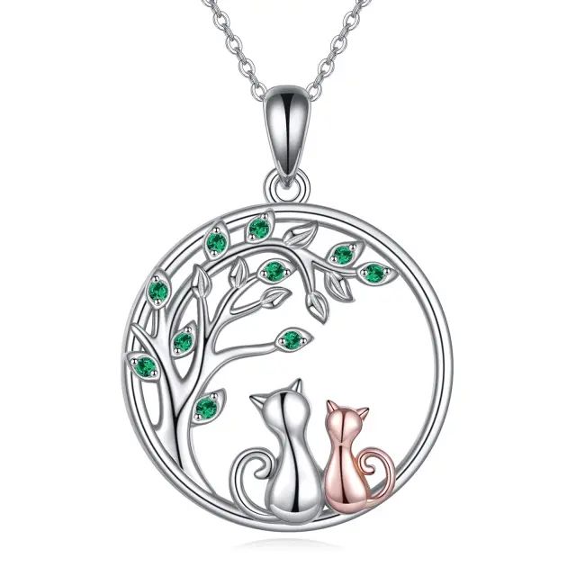 Tree of Life Silver Cat Pendant