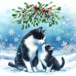 Tuxedo Cats Snowy Christmas Card