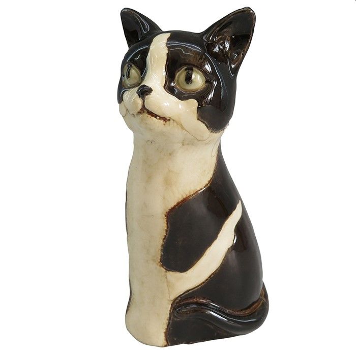 Vintage Pottery Black & White Cat Vase, The Cat Gallery