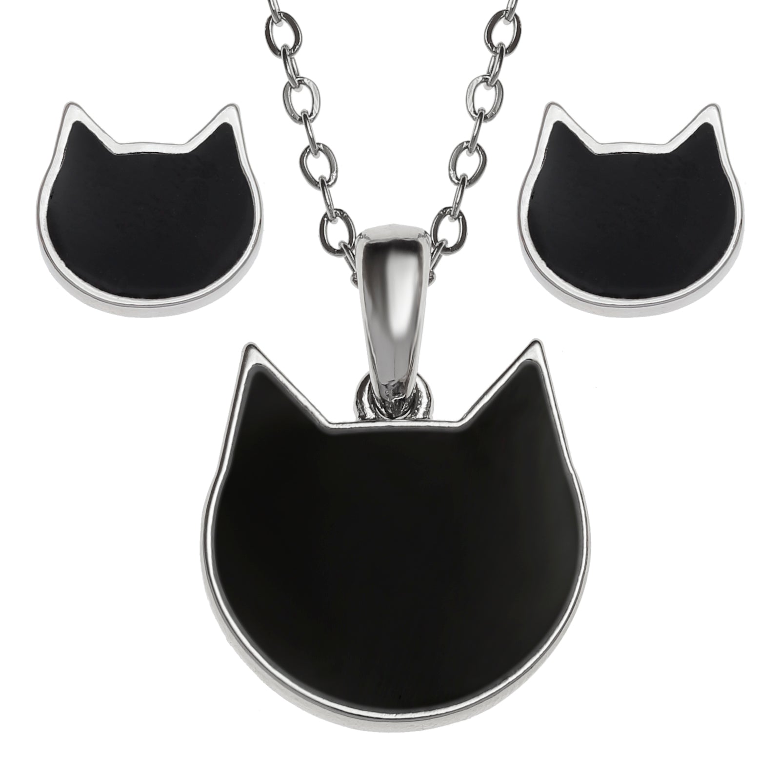 Black Cat Face Jewellery Set