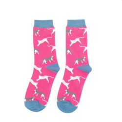 Wandering Cats Socks, UK 4-7 Hot Pink