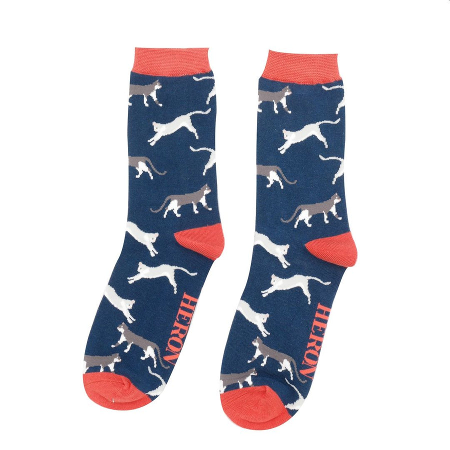 Wandering Cats Socks, UK 7-11 Navy