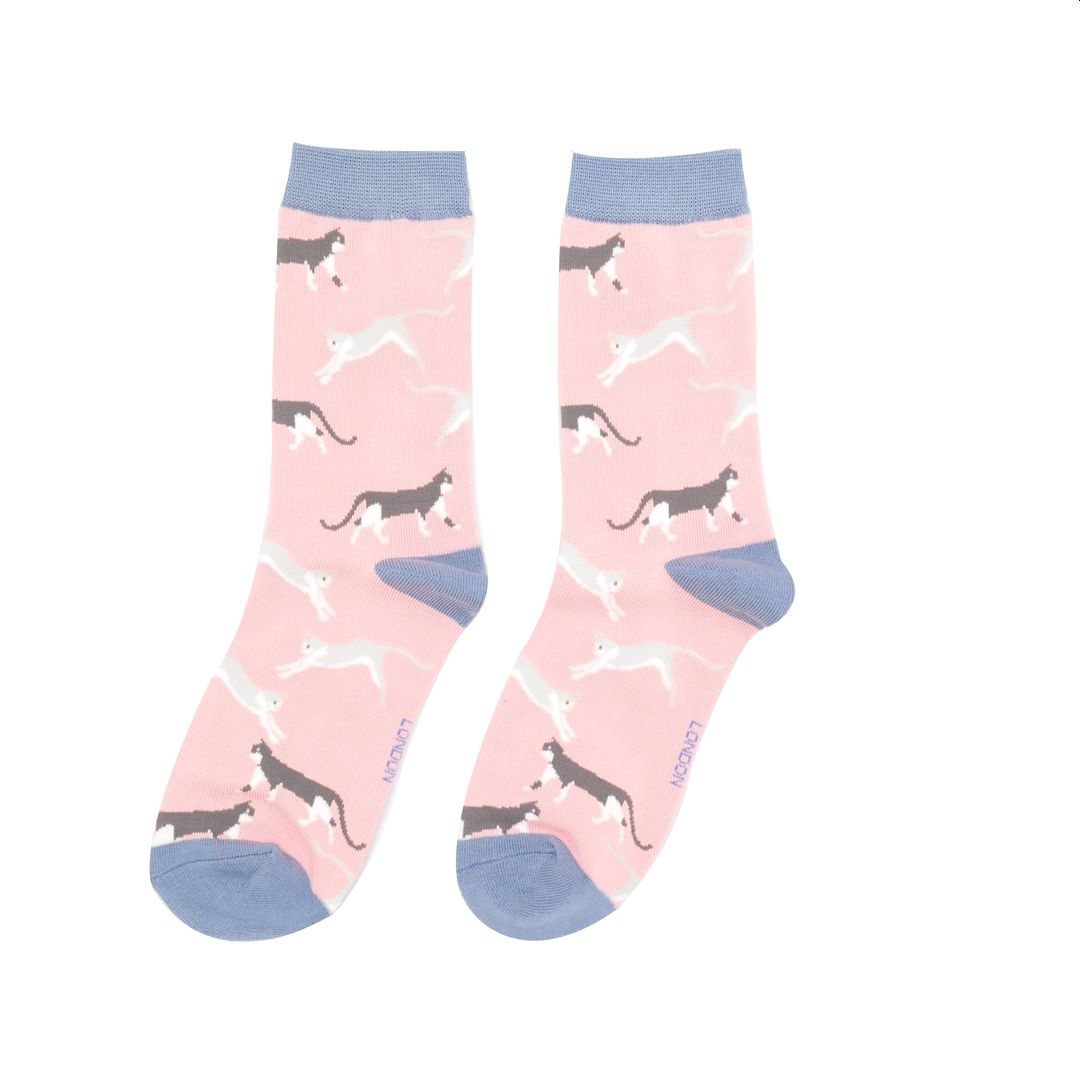 Wandering Cats Socks, UK 4-7 Pink