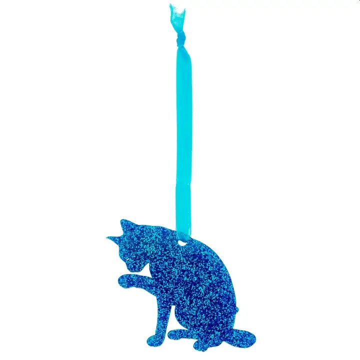 Washing Cat Glitter Tree Decoration