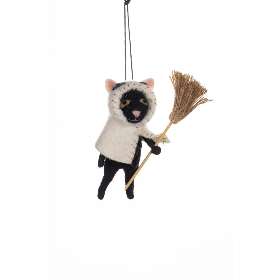 White Cape Cat Felt Decoration