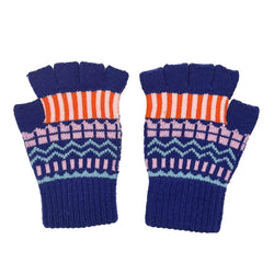 White Cat Embroidered Fingerless Gloves