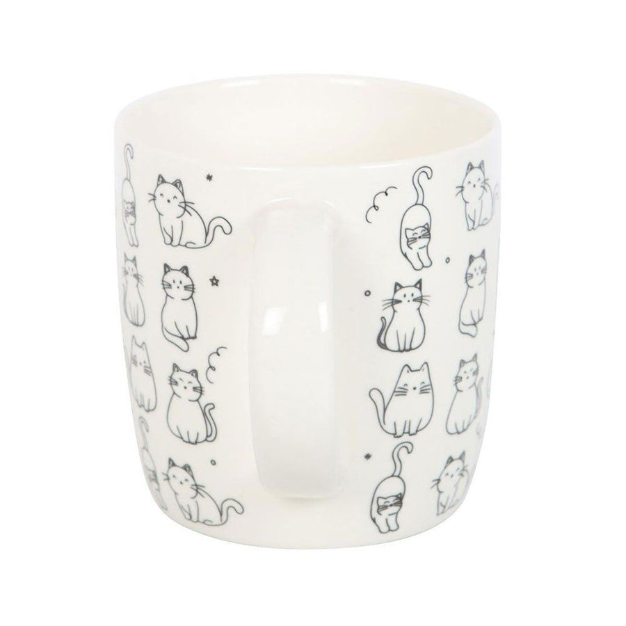 White Happy Cats Printed Mug