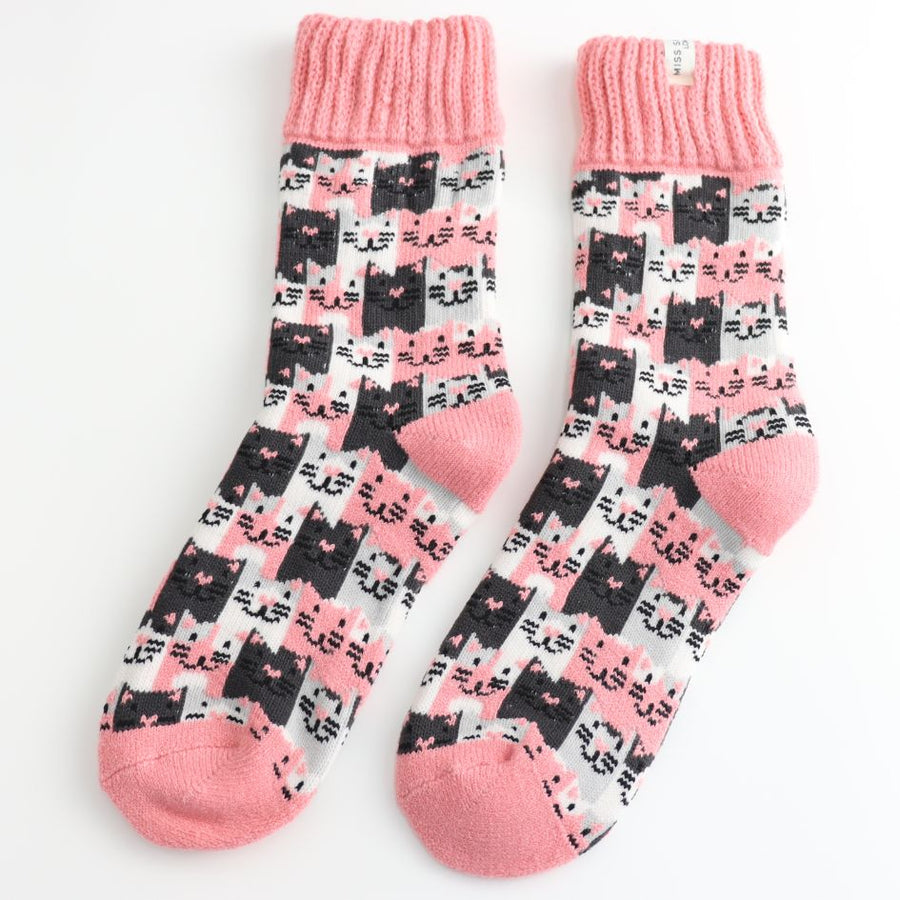 Winter Happy Cats Socks UK 3-7