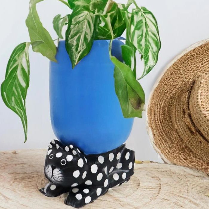 Wooden Cat Planter Stand