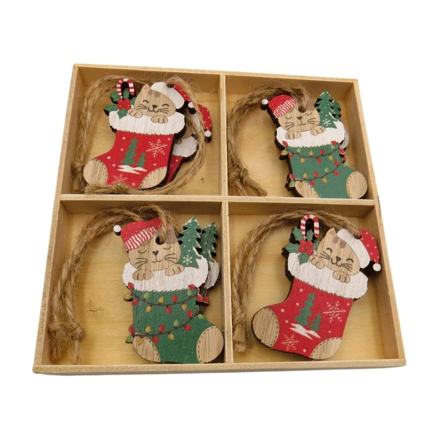 Set of 8 Cat Stocking Decorations