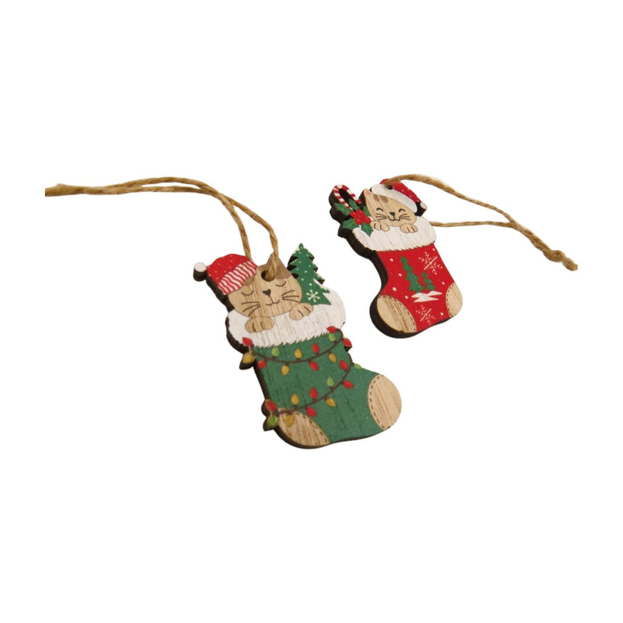 Set of 8 Cat Stocking Decorations