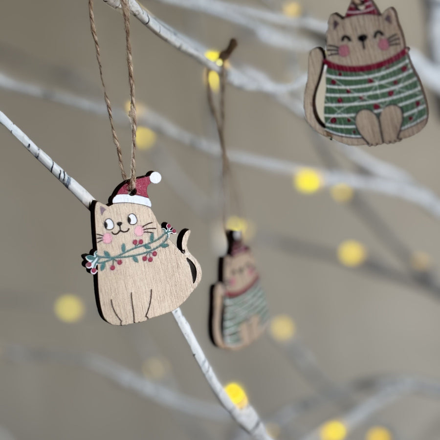 Set of 8 Feline Decorations