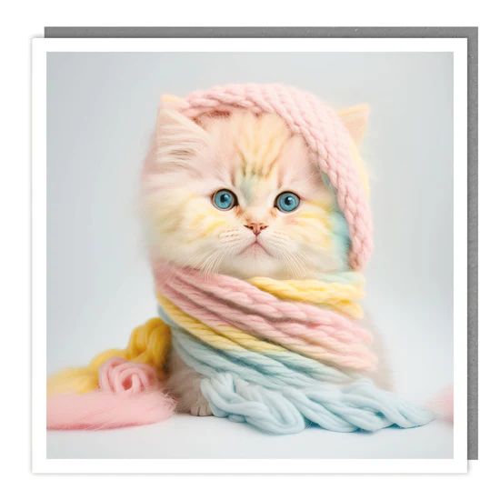 Wrapped Up Kitty Photographic Card
