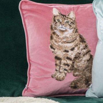 Feline Fabulous Cat Embroidered Cushion