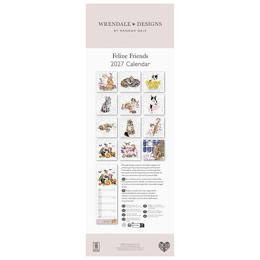 Wrendale Feline Friends 2027 Slimline Calendar