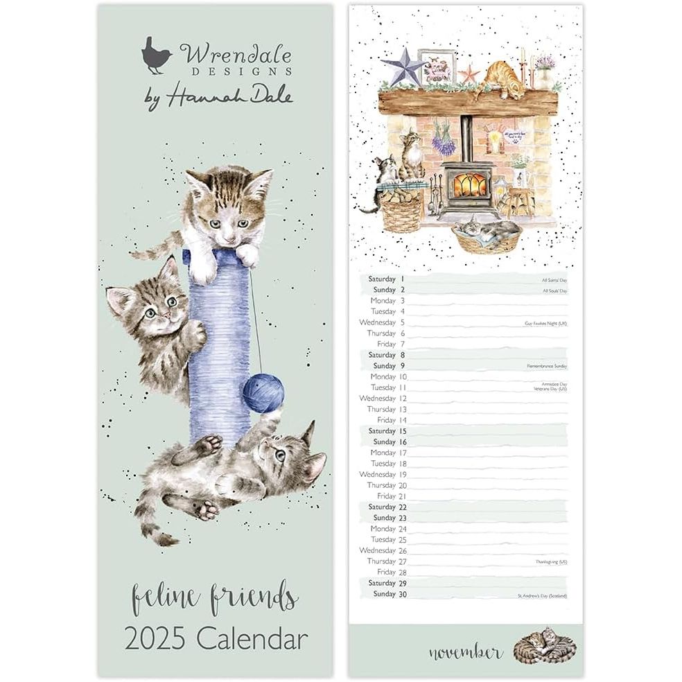 Wrendale Feline Friends 2025 Slimline Calendar
