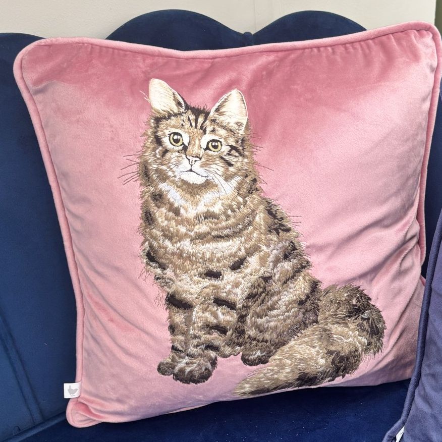 Feline Fabulous Cat Embroidered Cushion