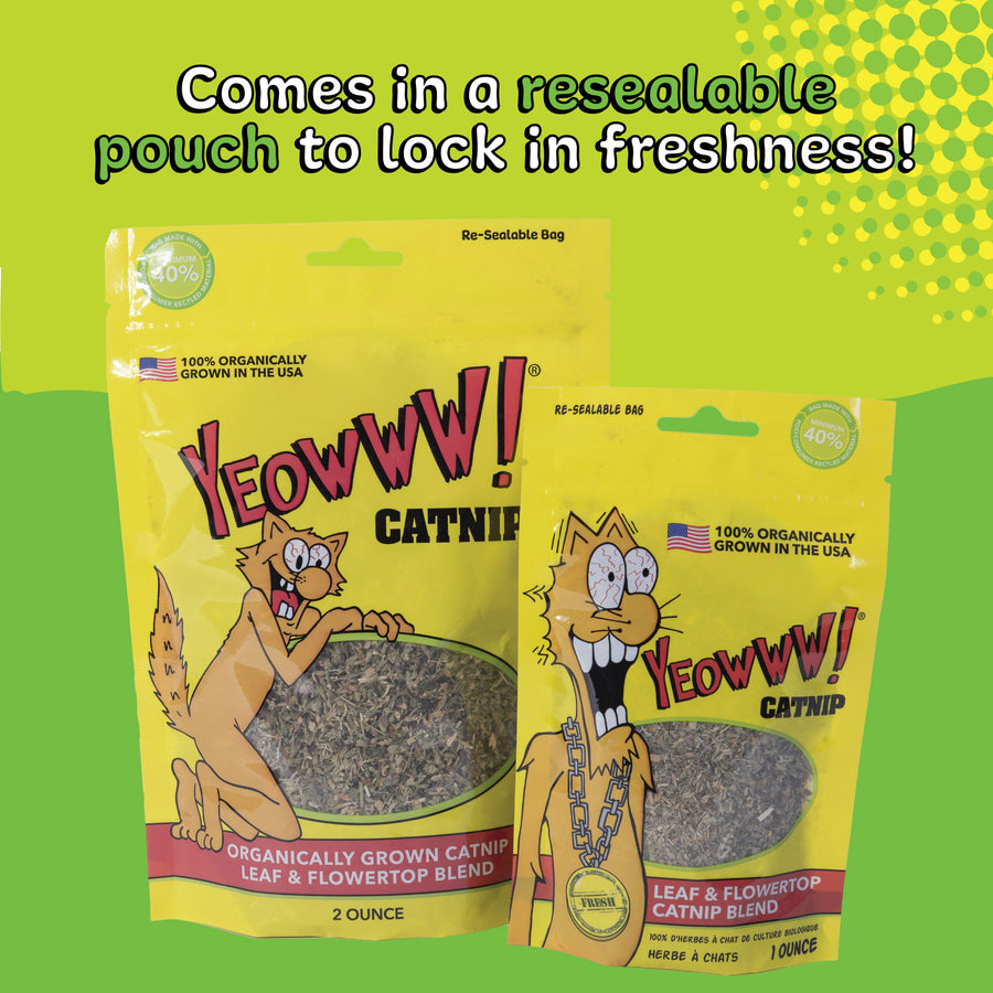 Yeowww! Catnip packs 1oz and 2oz - resealable pouch benefit